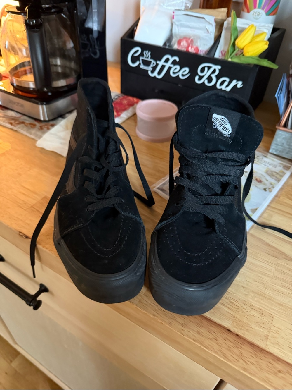 Vans  Black High-Top Canvas & Suede Sneakers